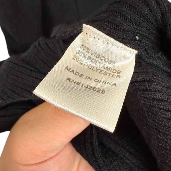 MORE TO COME Ribbed Black Long Sleeve Sweater Stomach Cut Out Dress-Small - Picture 5 of 6